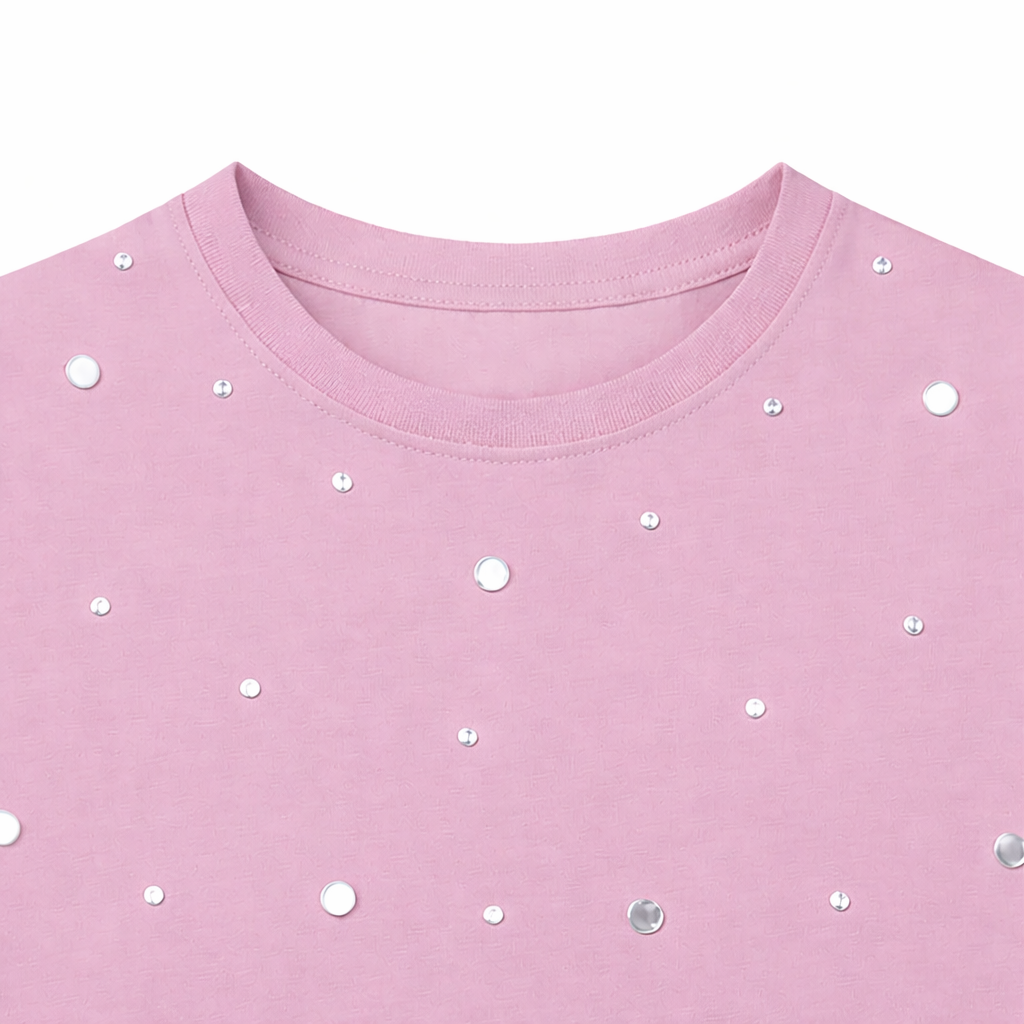 Dusty Pink Studded Detail Tee