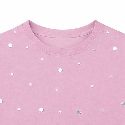 Dusty Pink Studded Detail Tee