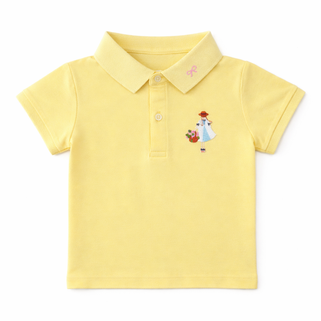 girl Embroidered yellow Polo Tee