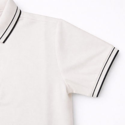 White Contrast Stripe Polo