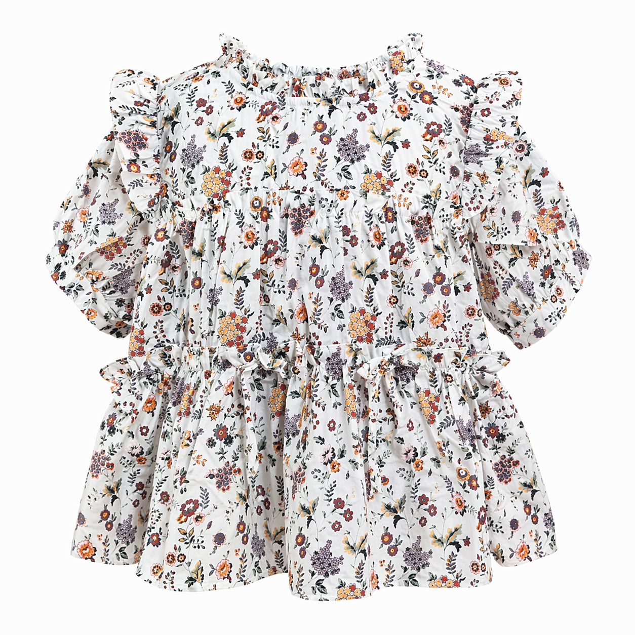 Vintage Floral RuffleDress