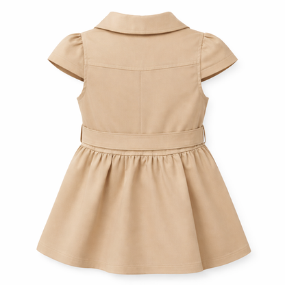 Beige Ruffle Bow Dress