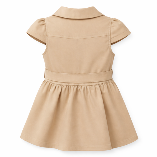 Beige Ruffle Bow Dress