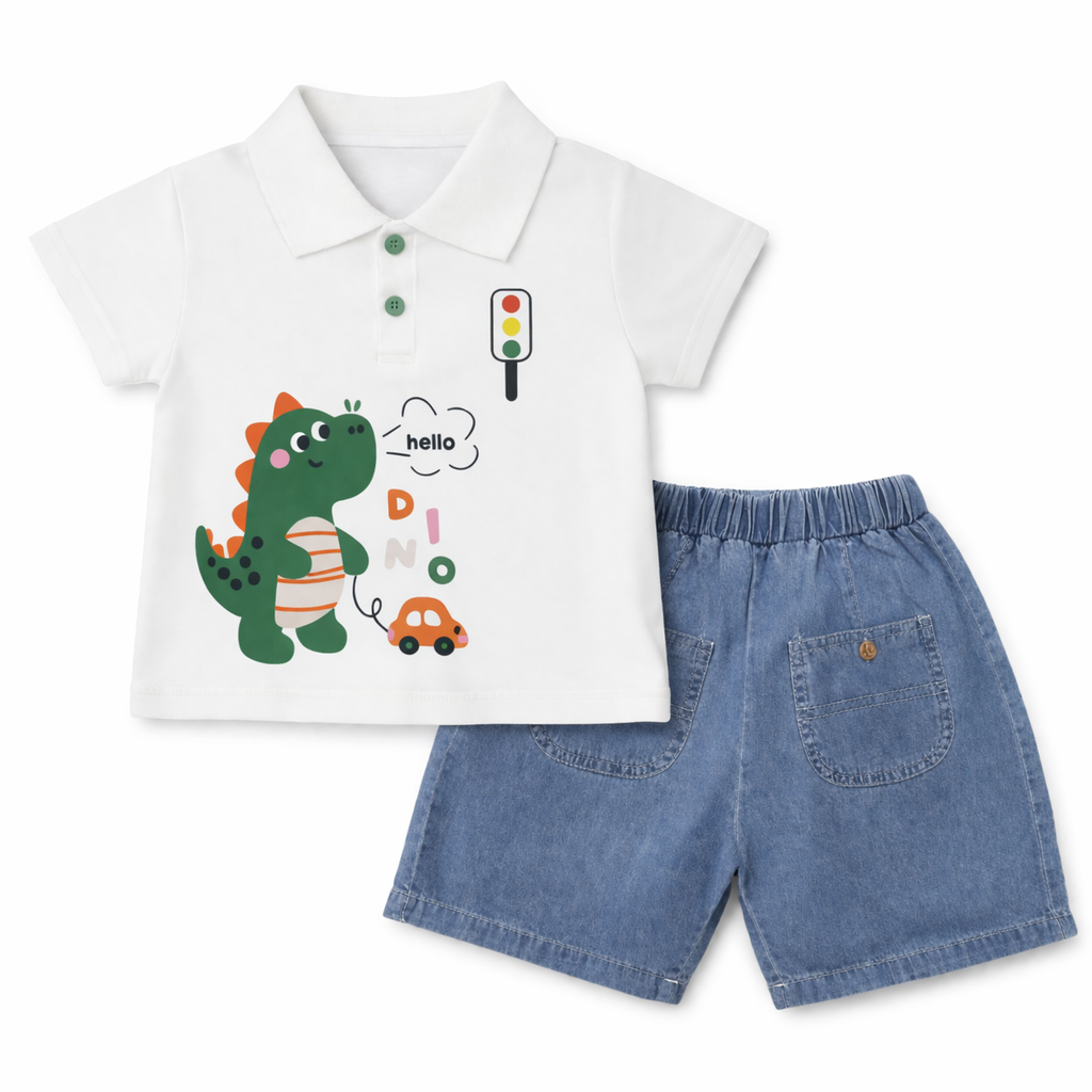 white Dino Play Co-ord Set