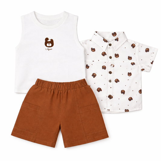 Bear Print 3-Piece Co-ord Set
