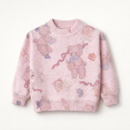 Soft Pink Teddy Print Sweater