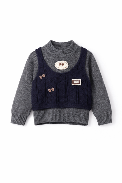 Grey and Navy layered knit set
